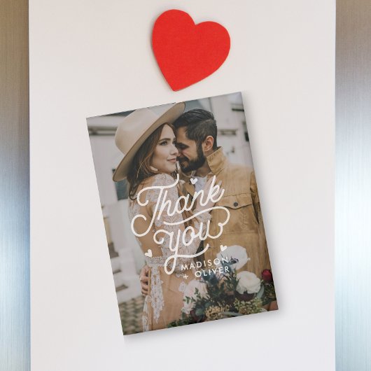 Moderne vet dank u typografie foto bruiloft magneet