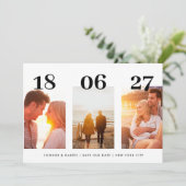 Moderne VET DATUM Drie foto Sla de datum op Save The Date (Staand voorkant)