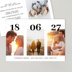 Moderne VET DATUM Drie foto Sla de datum op Save The Date