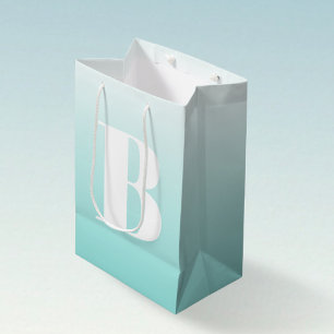 Moderne Vet Gedrukt Monogram Licht Aqua Blauw Gr Medium Cadeauzakje
