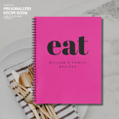 Moderne Vet Heet Roze Retro Blank Familie Recept Notitieboek