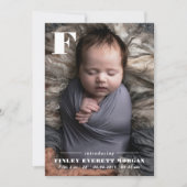 Moderne Vet Initiaal Introductie nieuwe babyfoto Aankondiging (Voorkant)