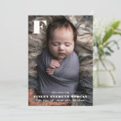 Moderne Vet Initiaal Introductie nieuwe babyfoto Aankondiging (Staand voorkant)