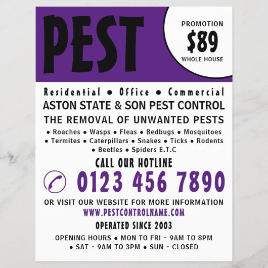 Moderne Vet, Pest Control Adverteren Flyer (Voorkant)
