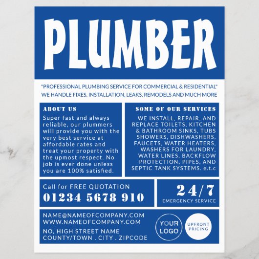 Moderne Vet, Plumber, Plumbing Adverteren Flyer (Voorkant)