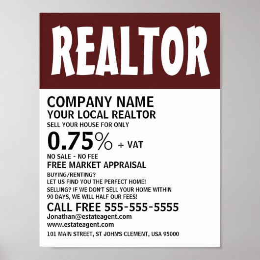 Moderne Vet, Realtor, Estate Agent Adverteren Poster (Voorkant)
