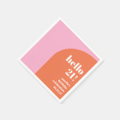 Moderne Vet Schattige Roze Sinaasappel 21e Verjaar Servet (Hoek)