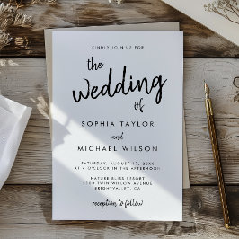 Moderne Vet Schrift Zwart-Wit Huwelijk Kaart