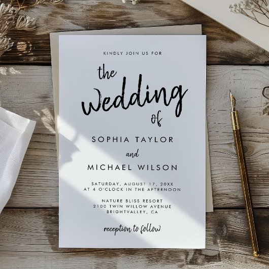 Moderne Vet Schrift Zwart-Wit Huwelijk Kaart