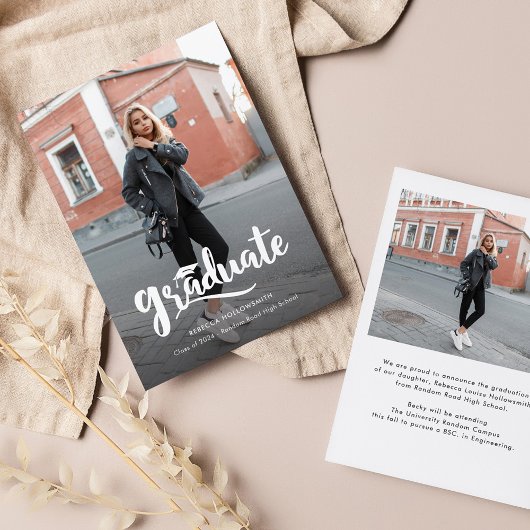 Moderne Vet Script Afgestudeerde Foto Afstuderen Aankondiging