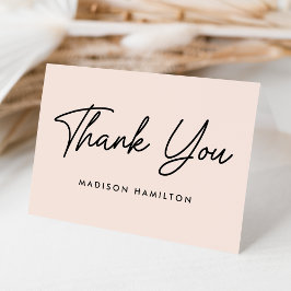 Moderne Vet Script Blush Baby Shower Bedankkaart