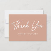 Moderne Vet Script Blush Terracotta Baby Shower Bedankkaart (Voorkant)