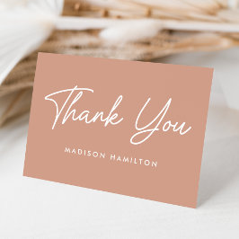 Moderne Vet Script Blush Terracotta Baby Shower Bedankkaart