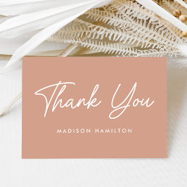 Moderne Vet Script Blush Terracotta Baby Shower Bedankkaart