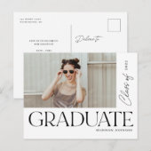 Moderne Vet Type Afstuderen Foto Afstuderen Aankondigingskaart (Voorkant / Achterkant)