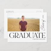 Moderne Vet Type Afstuderen Foto Afstuderen Aankondigingskaart (Voorkant / Achterkant)