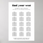 Moderne Vet Wit Zwart Bruiloft Zitkaarten Teken Poster (Voorkant)