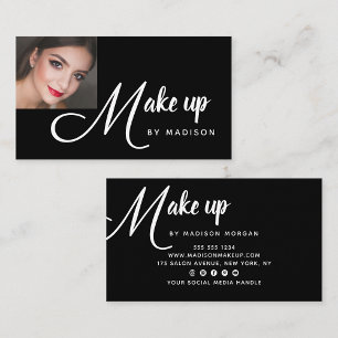Moderne Vet Witte Script Foto Make-up Visitekaartje