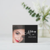 Moderne Vet Witte Script Foto Make-up Visitekaartje (Staand voorkant)