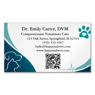 Moderne Veterinaire met QR-code Magnetisch Visitekaartje