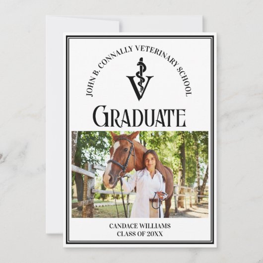 Moderne Veterinaire School Foto Custom Afstuderen Aankondiging (Voorkant)