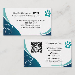 Moderne Veterinaire Visitekaart Met QR-Code Visitekaartje