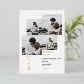 Moderne vetgedrukte bladzijden met goudblad 4 foto folie uitnodiging (Staand Voorkant)