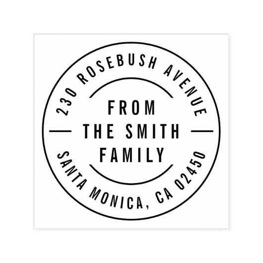 Moderne Vetgedrukte Familienaam & Rond Terugkeerad Zelfinktende Stempel (Design)