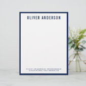 Moderne Vetgedrukte Naam met BEWERKBARE Randkleur Briefhoofd (Staand voorkant)