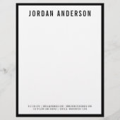 Moderne Vetgedrukte Naam met BEWERKBARE Randkleur Briefhoofd (Voorkant)