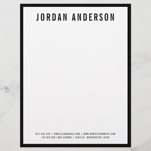 Moderne Vetgedrukte Naam met BEWERKBARE Randkleur Briefhoofd (Voorkant)