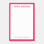 Moderne Vetgedrukte Naam met BEWERKBARE Randkleur Post-it® Notes (Voorkant)