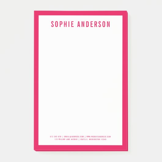 Moderne Vetgedrukte Naam met BEWERKBARE Randkleur Post-it® Notes (Voorkant)