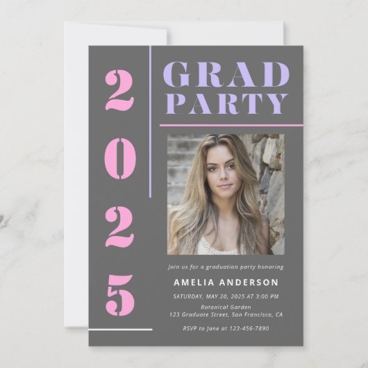 Moderne Vetgedrukte Typografie Grijze Foto Afstude Kaart (Voorkant)