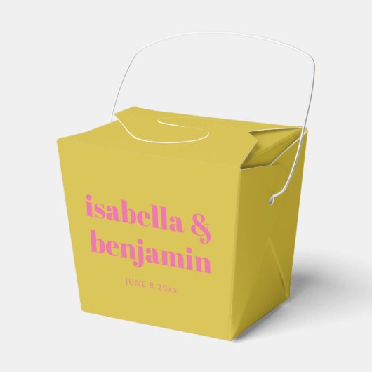 Moderne Vetgedrukte Typografie Helder Roze Geel Br Bedankdoosjes (Voorkant Zijde)