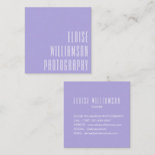 Moderne Vetgedrukte Typografie Lavendel Paars Lila Vierkante Visitekaartje