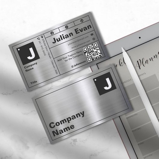 Moderne Vetgedrukte Typografie Monogram Shiny Meta Visitekaartje