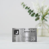 Moderne Vetgedrukte Typografie Monogram Shiny Meta Visitekaartje (Staand voorkant)