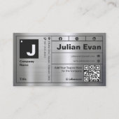 Moderne Vetgedrukte Typografie Monogram Shiny Meta Visitekaartje (Voorkant)