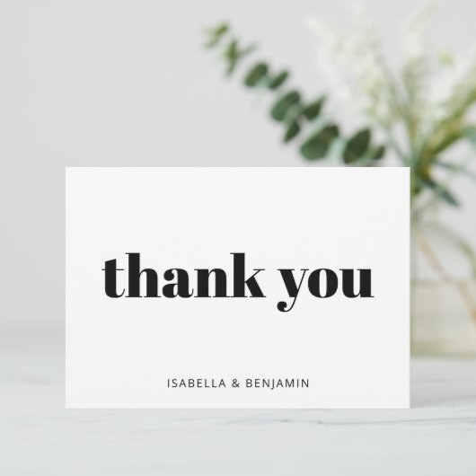 Moderne Vetgedrukte Typografie Witte Aangepaste Tr Bedankkaart (Staand voorkant)