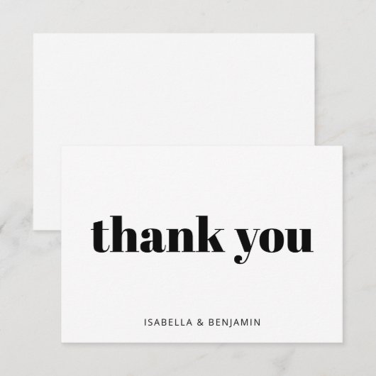 Moderne Vetgedrukte Typografie Witte Aangepaste Tr Bedankkaart (Voorkant / Achterkant)