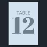 Moderne Vetgedrukte Typografie Zachte Blauwe Bat M Kaart<br><div class="desc">Dit ontwerp voor tafelnummering heeft een zachte ijzig blauwe achtergrond met grote, gemakkelijk leesbare cijfers voor een opgeruimde receptie-indeling. Ontworpen om te coördineren met moderne, minimalistische en koel getinte decoratie. De kalme stoffige blauwe kleur fotografeert duidelijk en zorgt ervoor dat gasten gemakkelijk de tafels kunnen vinden. Een eenvoudig detail dat...</div>