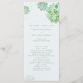 Moderne vetplanten Cactus Bruiloft Programmakaart (Voorkant)