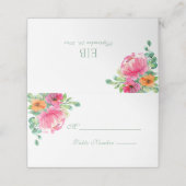 Moderne Vette Bloemen Roze Sinaasappel Monogram Br Plaatskaartje (Buitenkant ongevouwen)