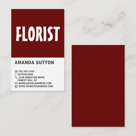 Moderne, vette bloemen visitekaartje (Voorkant / Achterkant)