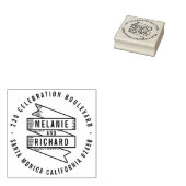 Moderne Vette Bruiloft Banner & Rond Retouradres Rubberstempel (Gestempeld)