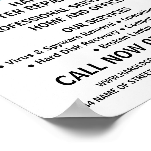 Moderne Vette computer Repair Specialist Advertere Poster (Hoek)