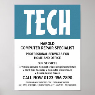 Moderne Vette computer Repair Specialist Advertere Poster