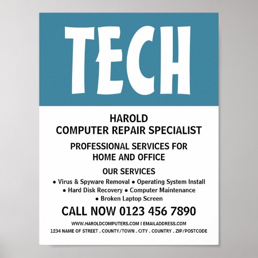 Moderne Vette computer Repair Specialist Advertere Poster (Voorkant)