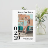Moderne Vette Datum Bruiloft Bewaar de Datum Fotok Kaart (Staand voorkant)